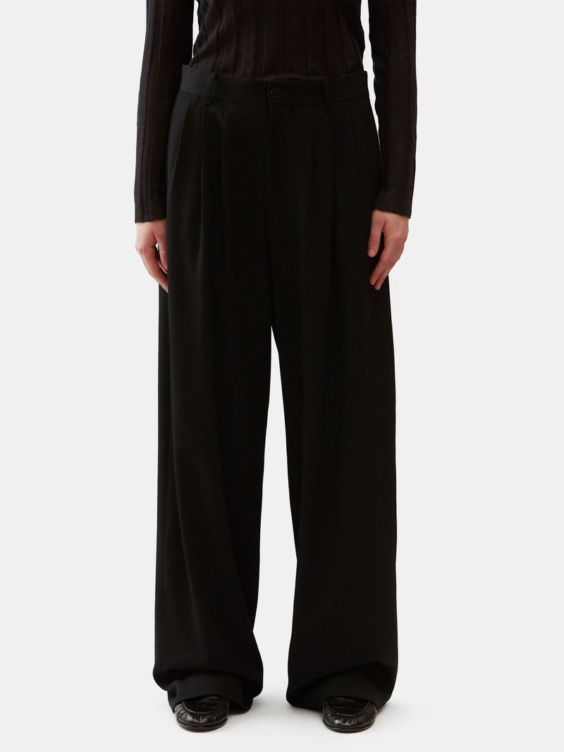 Rufos pleated cotton wide-leg pants