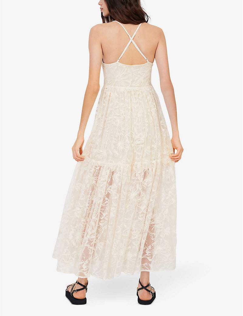 MAJE Roliana Strappy Embroidered-Lace Dress | endource