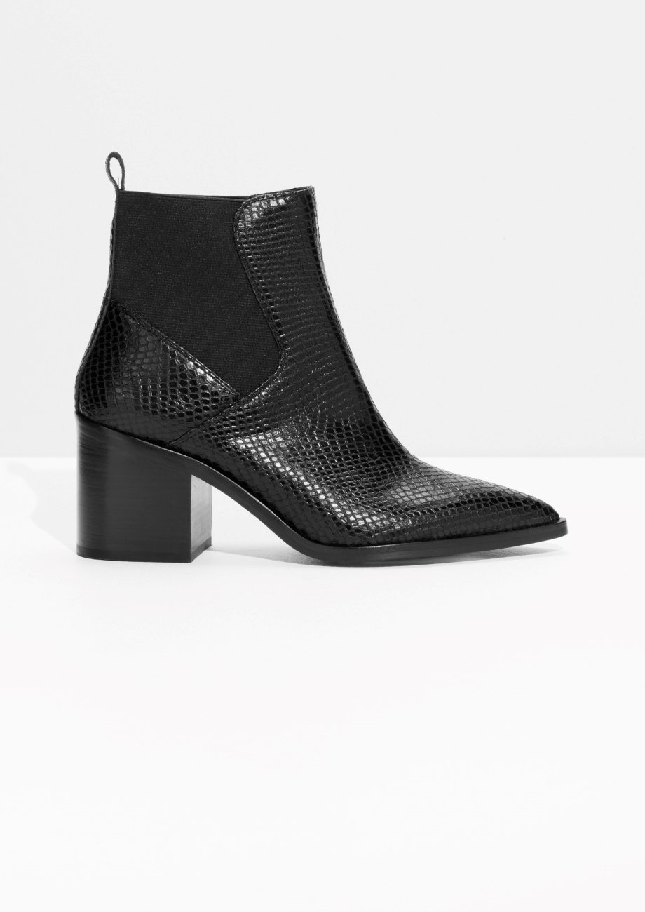 & OTHER STORIES Croco Chelsea Leather Boots in Black | Endource