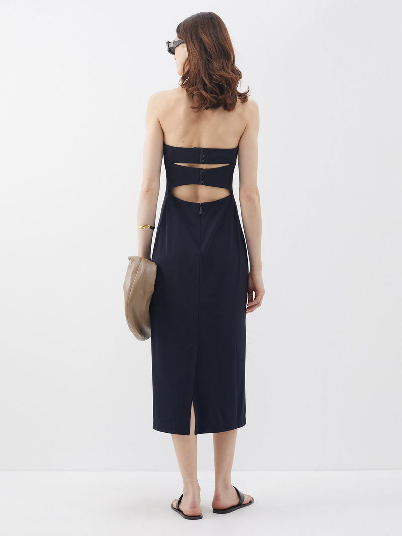 TIBI Harlow Cutout-Back Jersey Midi Dress | endource