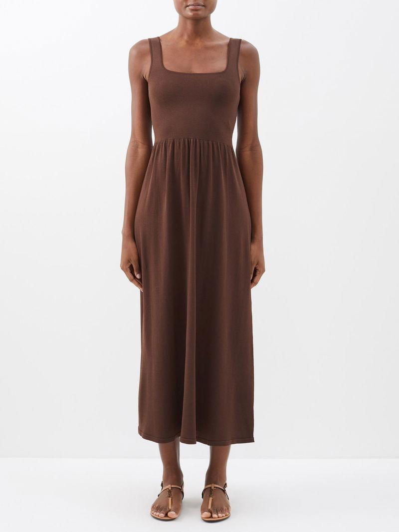 MATTEAU Square-Neckline Knitted-Bodice Dress | endource