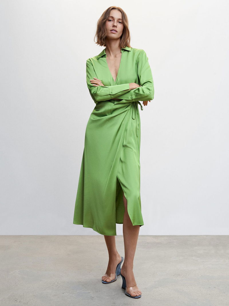 slim fit dress slacks Womens Mango green shirt dress size medium main image 0