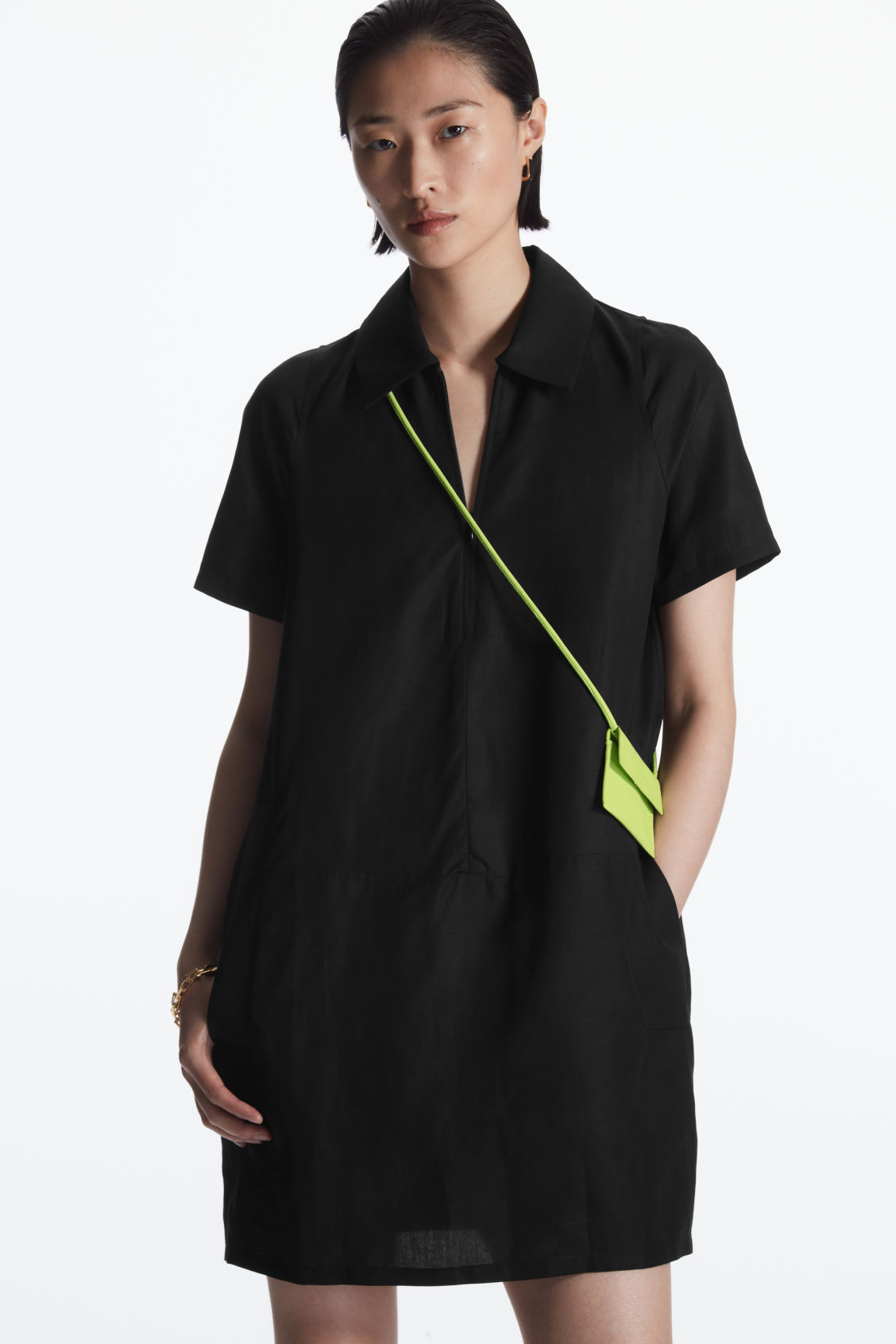 cos utility shirt dress UTILITY MINI SHIRT DRESS - PINK