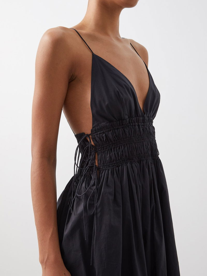 matteau gathered drop-waist organic cotton maxi dress Matteau Gathered Drop Waist Maxi Dress | Brown