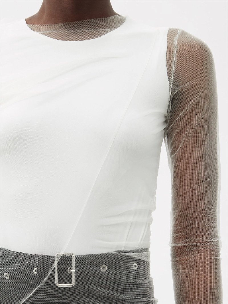 LONG SLEEVE T-SHIRT WITH ASYMETRICAL OPENING IN TULLE – LGN LOUIS