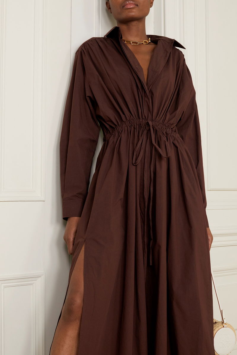 matteau gathered drop-waist organic cotton maxi dress Matteau Gathered Drop Waist Dress - Polka Dot - Tomato