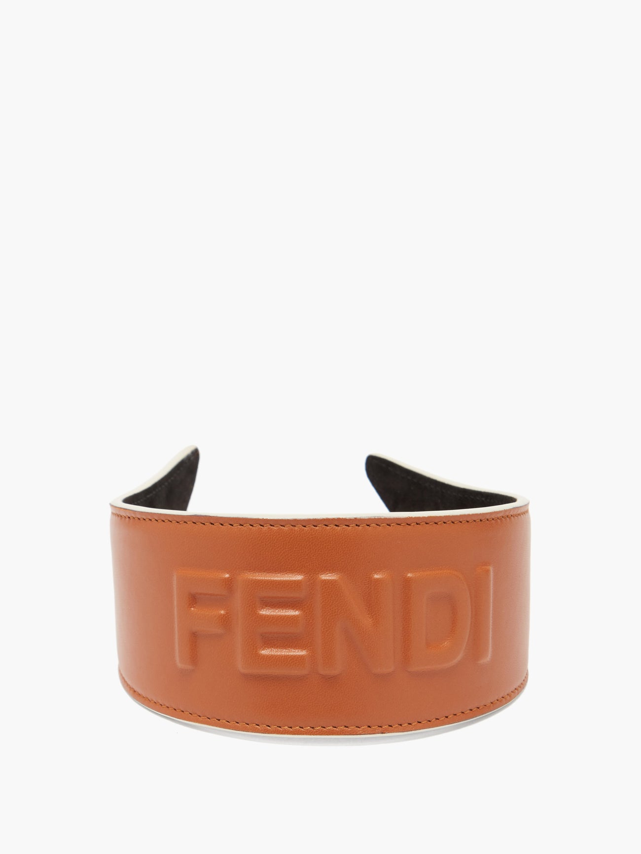 FENDI Logo-Embossed Leather Headband | endource display picture 2