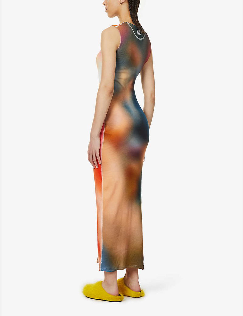 LOEWE Blur Tie-Dye Stretch-Cotton Midi Dress | endource