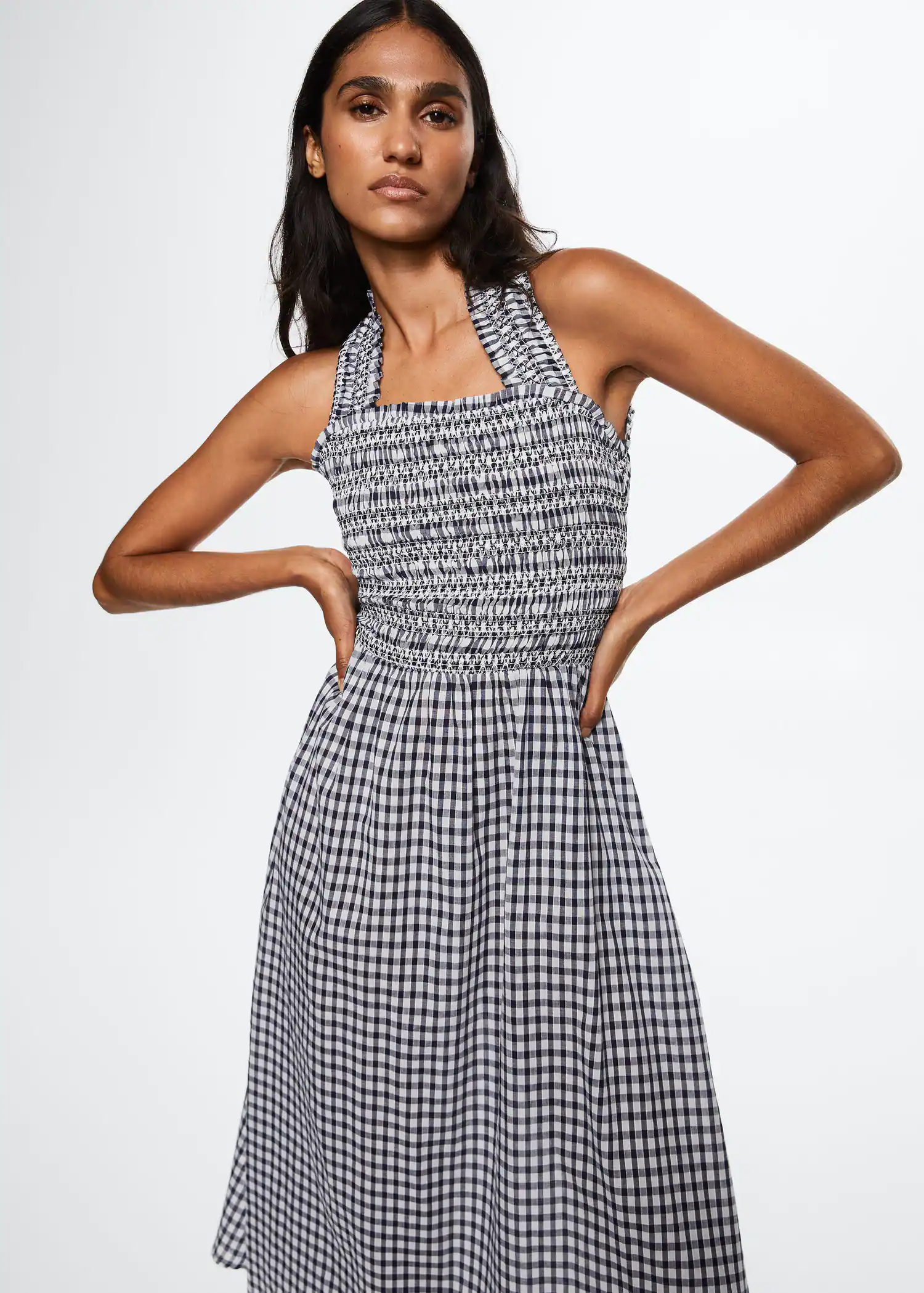 MANGO Gingham Check Cottoned Dress | endource