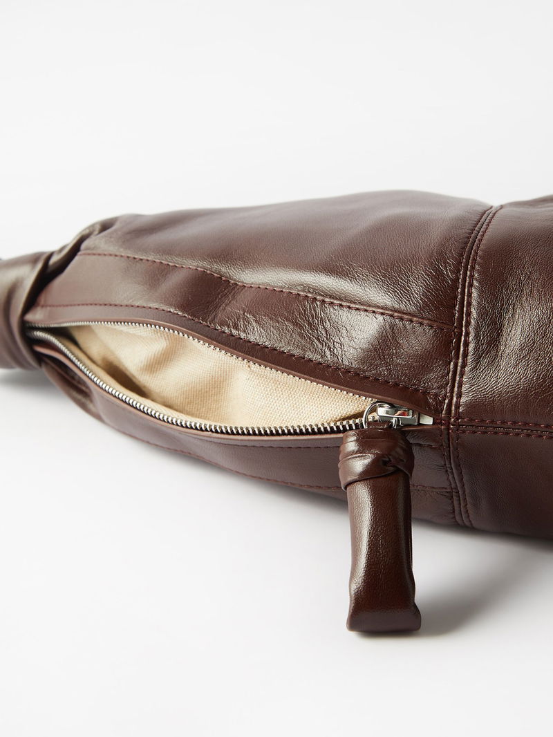 John Lewis Made in Italy Leather Messenger 2 Bag, Brown at John