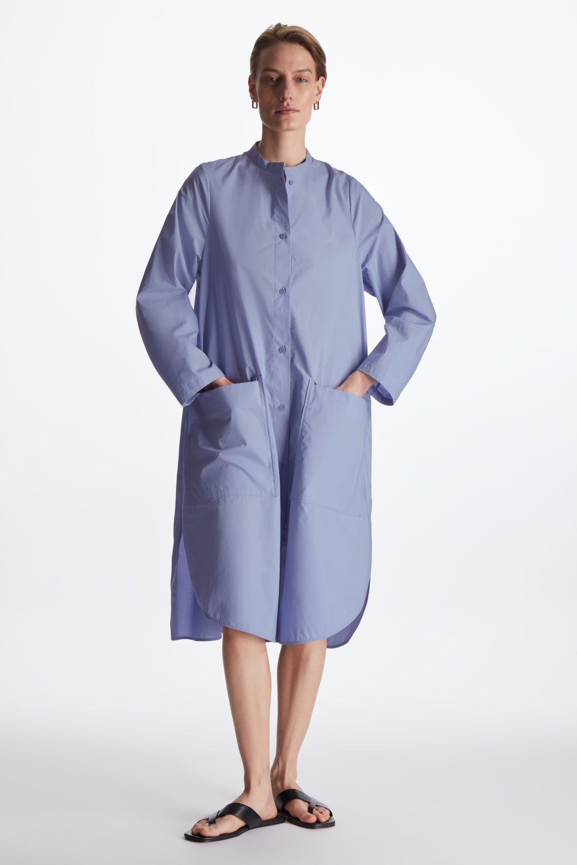 navy blue dress for baby girl COS Oversized Poplin Shirt Dress