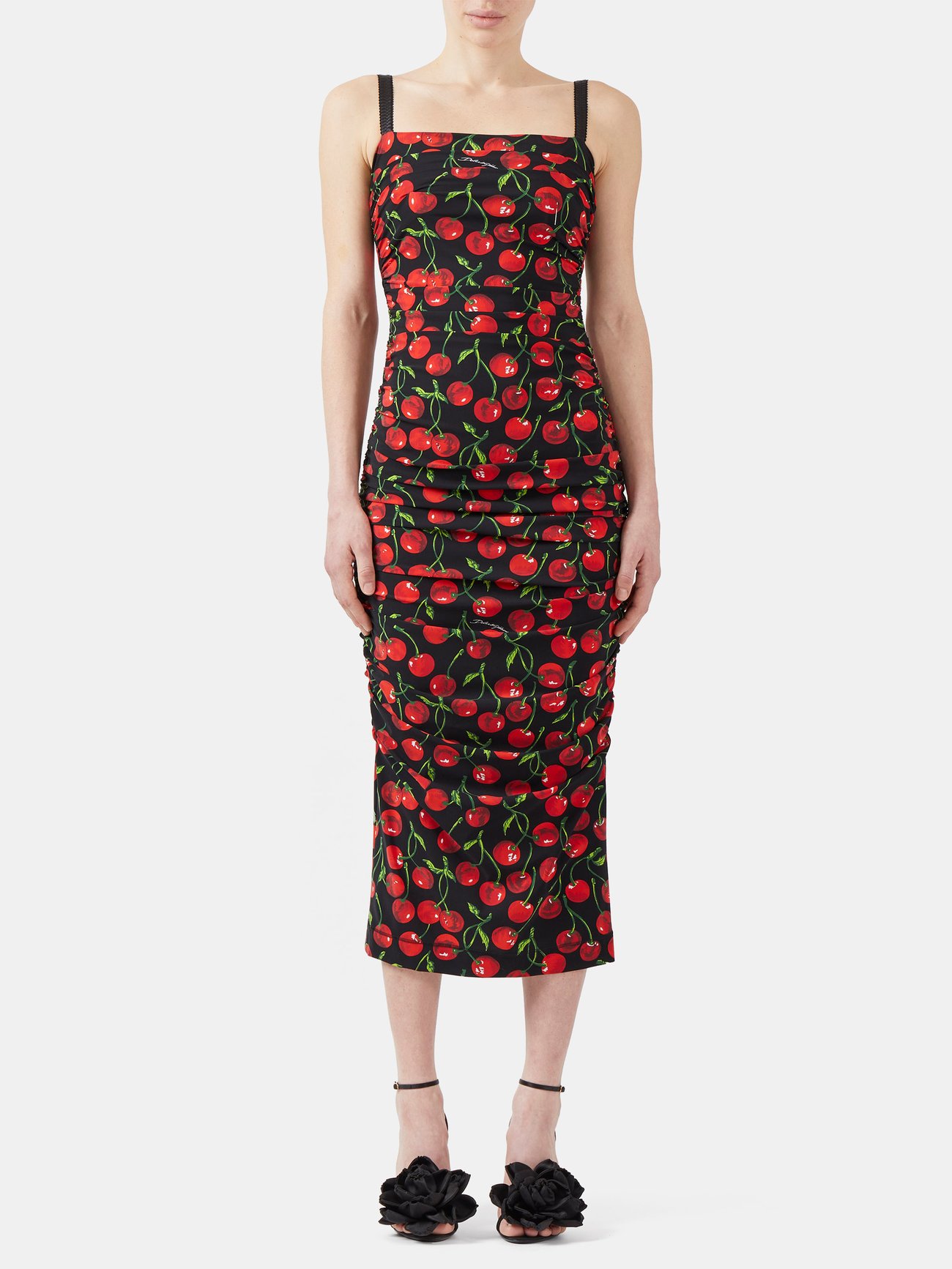 knee length dresses for ladies Dolce & Gabbana // Silk Ruched Midi Dress – VSP Consignment