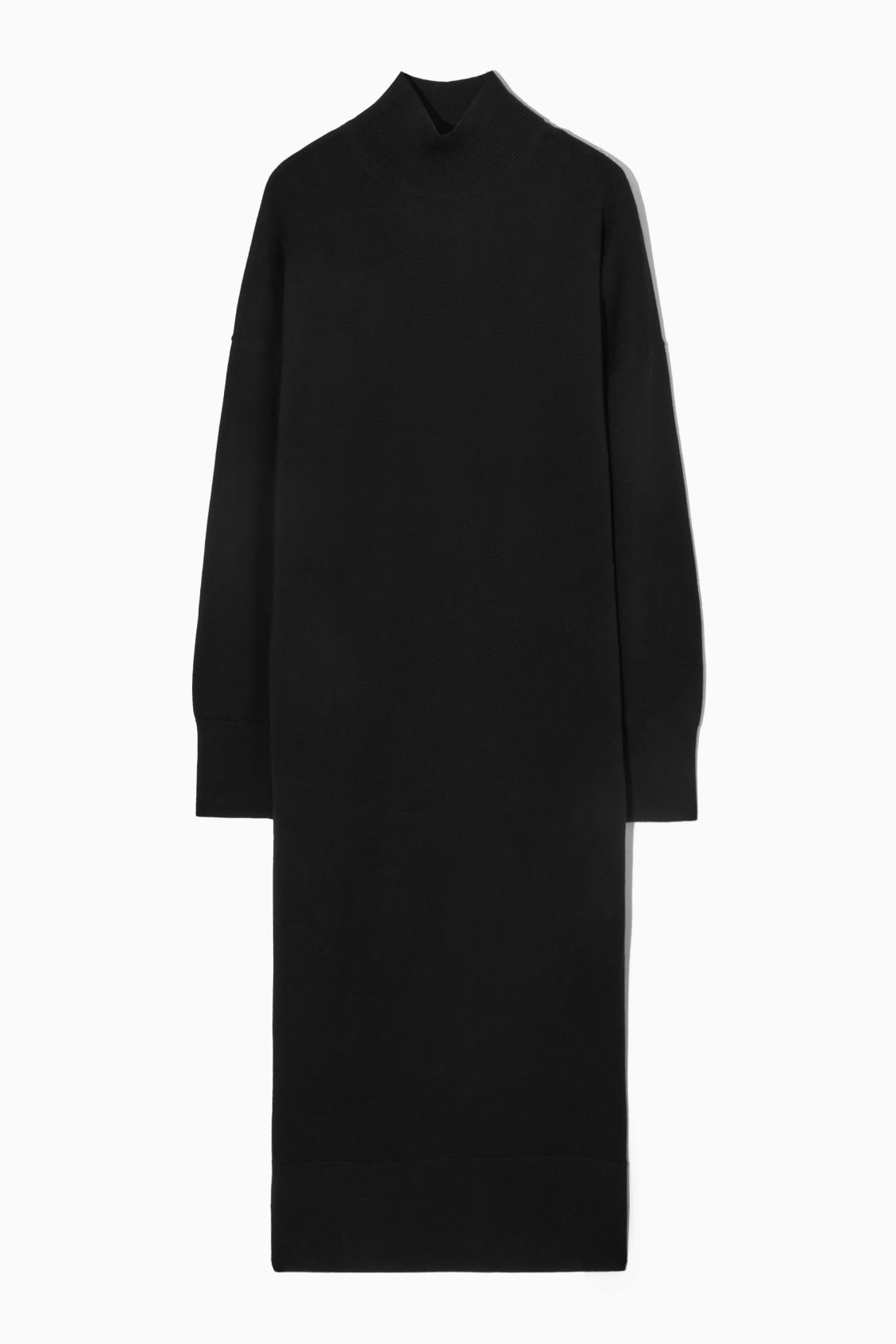 cos pleated knitted turtleneck maxi dress COS Women's Pleated Turtleneck Maxi Dress in Black