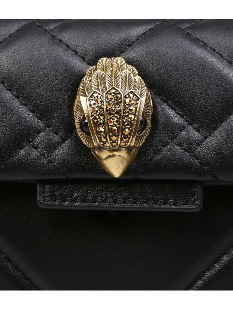 BLACK LEATHER KENSINGTON X BAG Gold Quilted Leather Bag by KURT GEIGER  LONDON