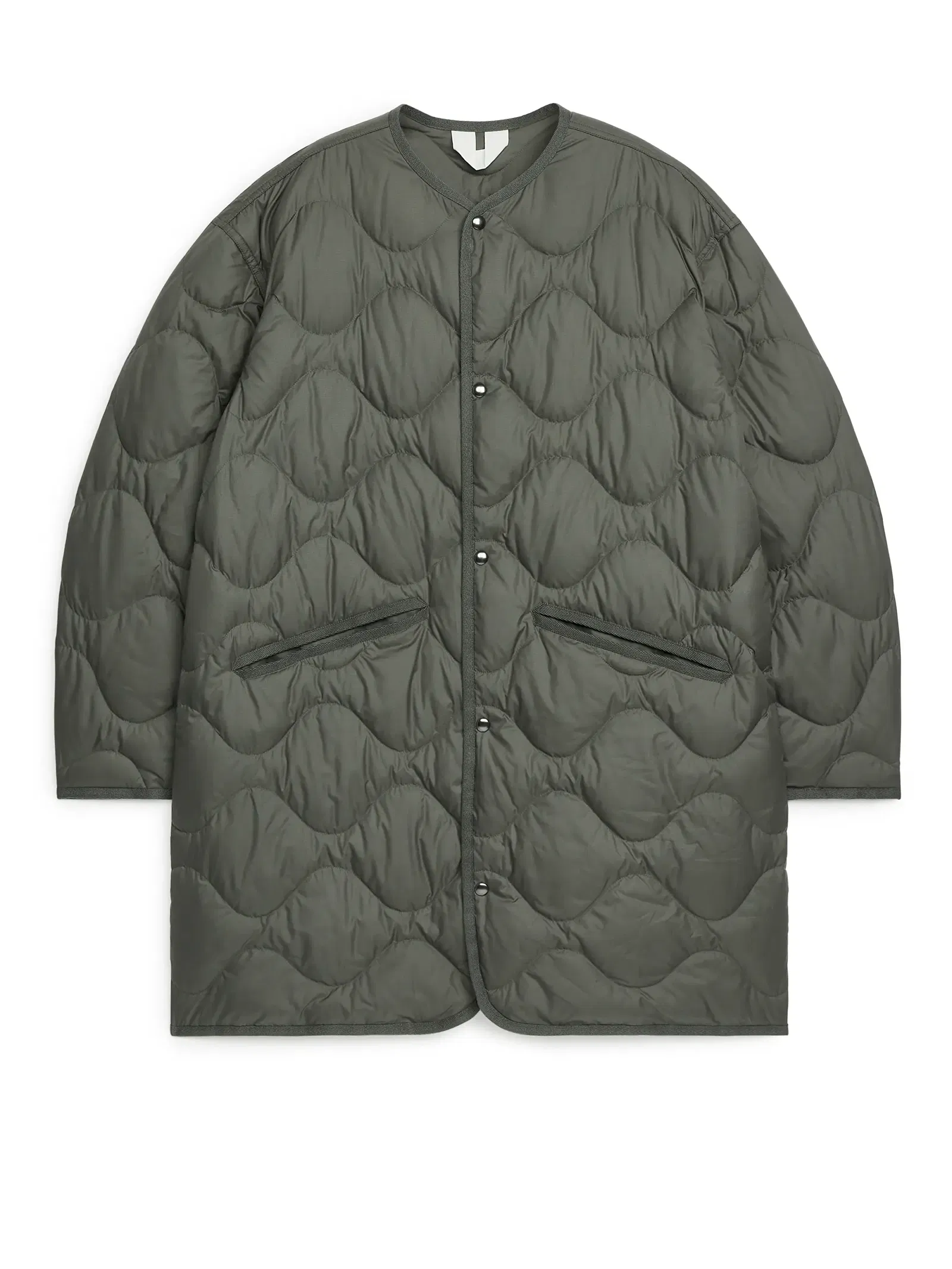 ARKET Quilted Down Liner Coat in Dark Green Endource