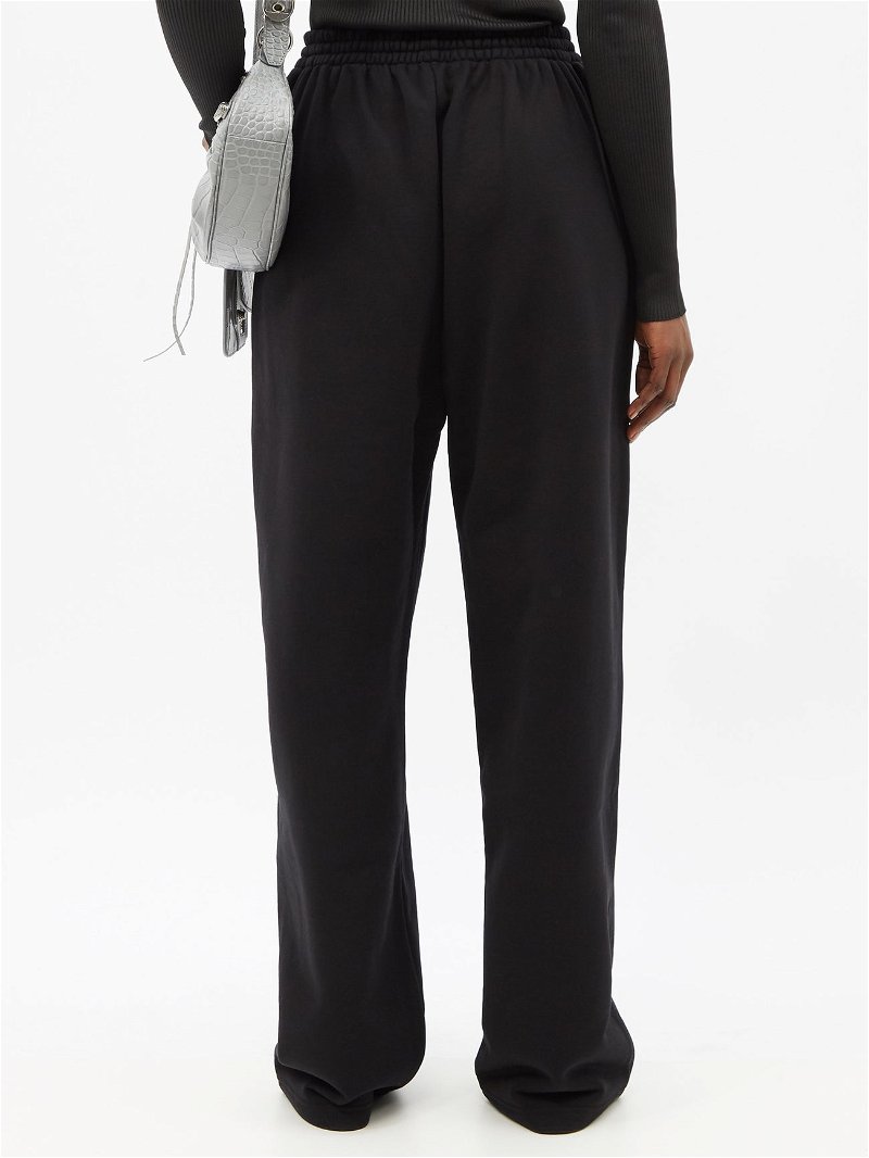 BALENCIAGA Straight-Leg Logo-Embroidered Cotton-Jersey Sweatpants