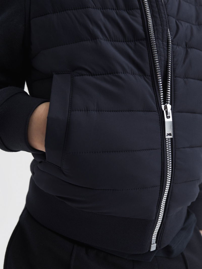 REISS Flintoff Quilted Hybrid Jacket in Navy Endource