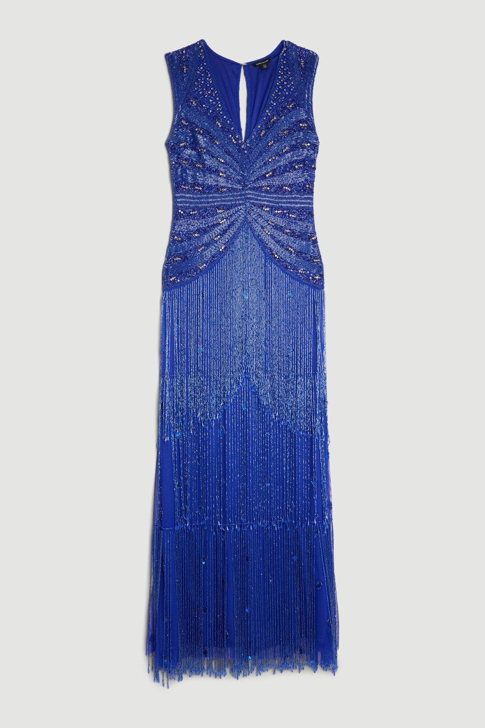 cutwork beaded embroidered woven maxi dress Bead Embroidery Sheer Neckline V-back Chiffon A-line Long Dress GLGL3445 main image 0