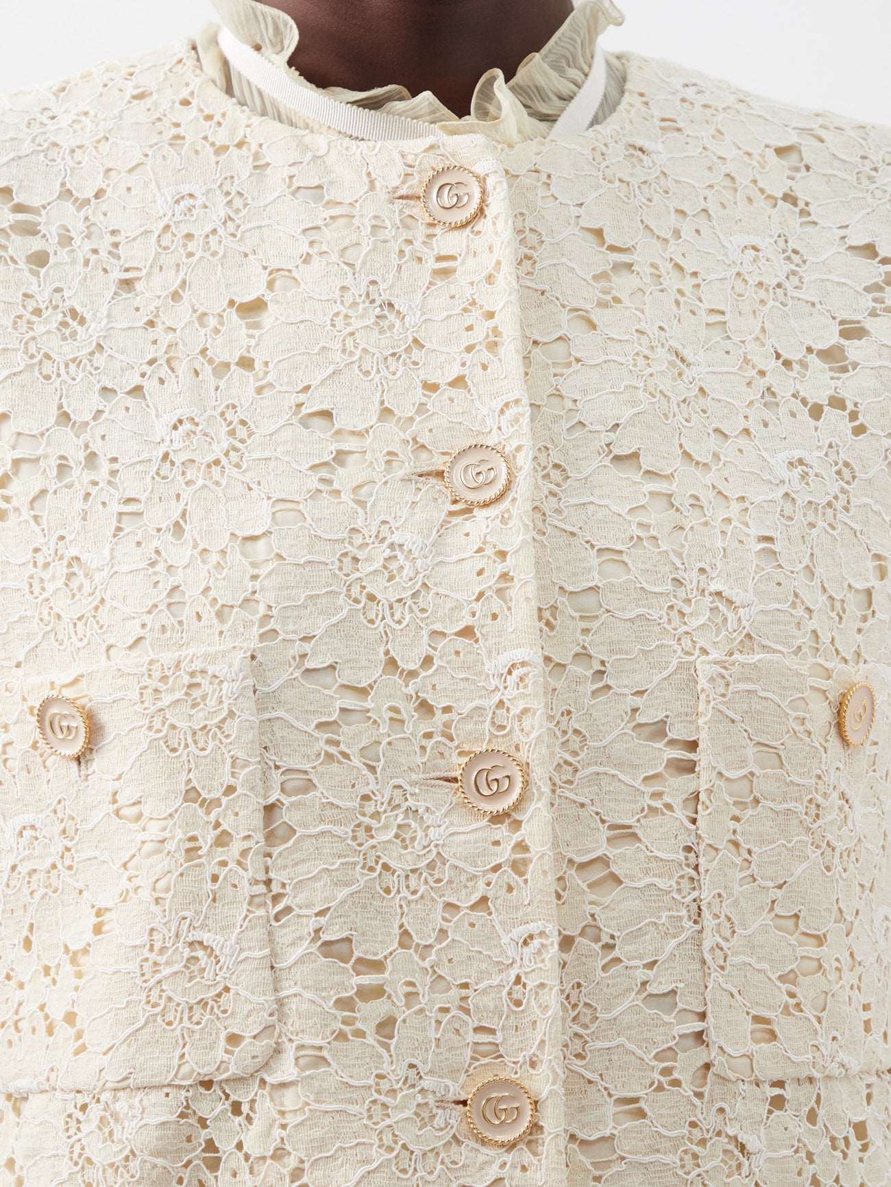 GUCCI Collarless Broderie-Anglaise Jacket, image 2 of 6