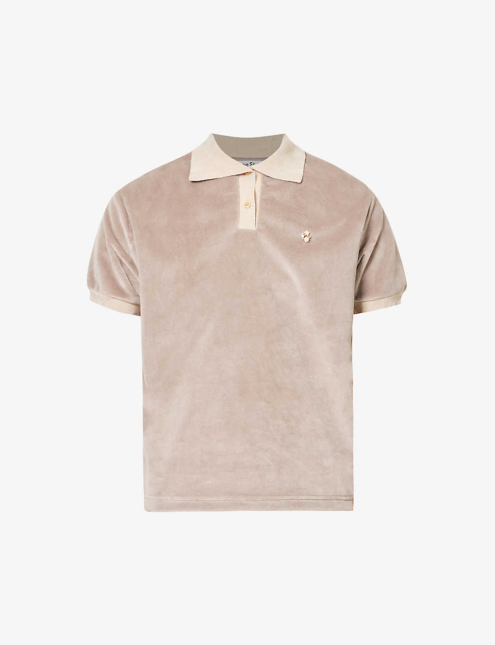 ACNE STUDIOS Frisco Floral-Embellished Polo Shirt in LIGHTBROWN 