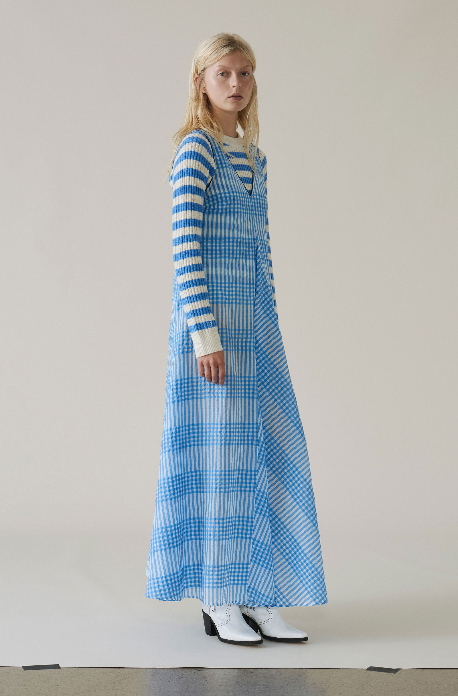 ganni charron dress blue GANNI Charron Maxi Dress