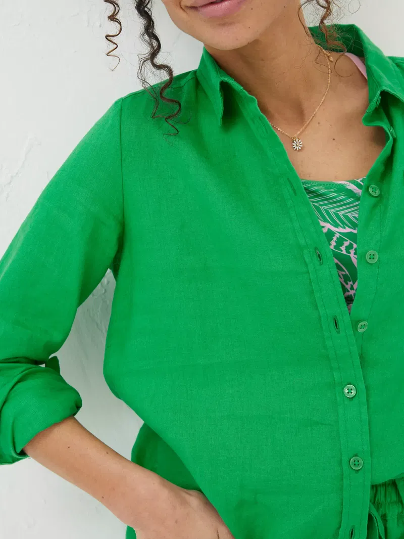 FATFACE Olivia Linen Shirt in Green | Endource