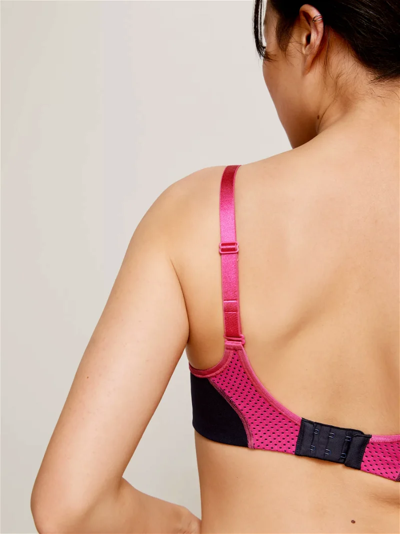 JOHN LEWIS Mia Non-Wired Sports Bra in Charcoal Marl/Red