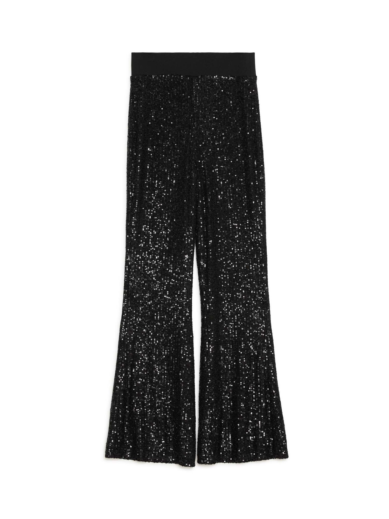 ALBARAY Flared Sequin Trousers in Black | Endource