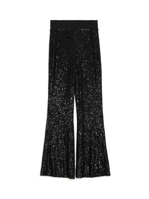 FREE PEOPLE Wilder Days Sequin Flare Pants in Rocker Olive