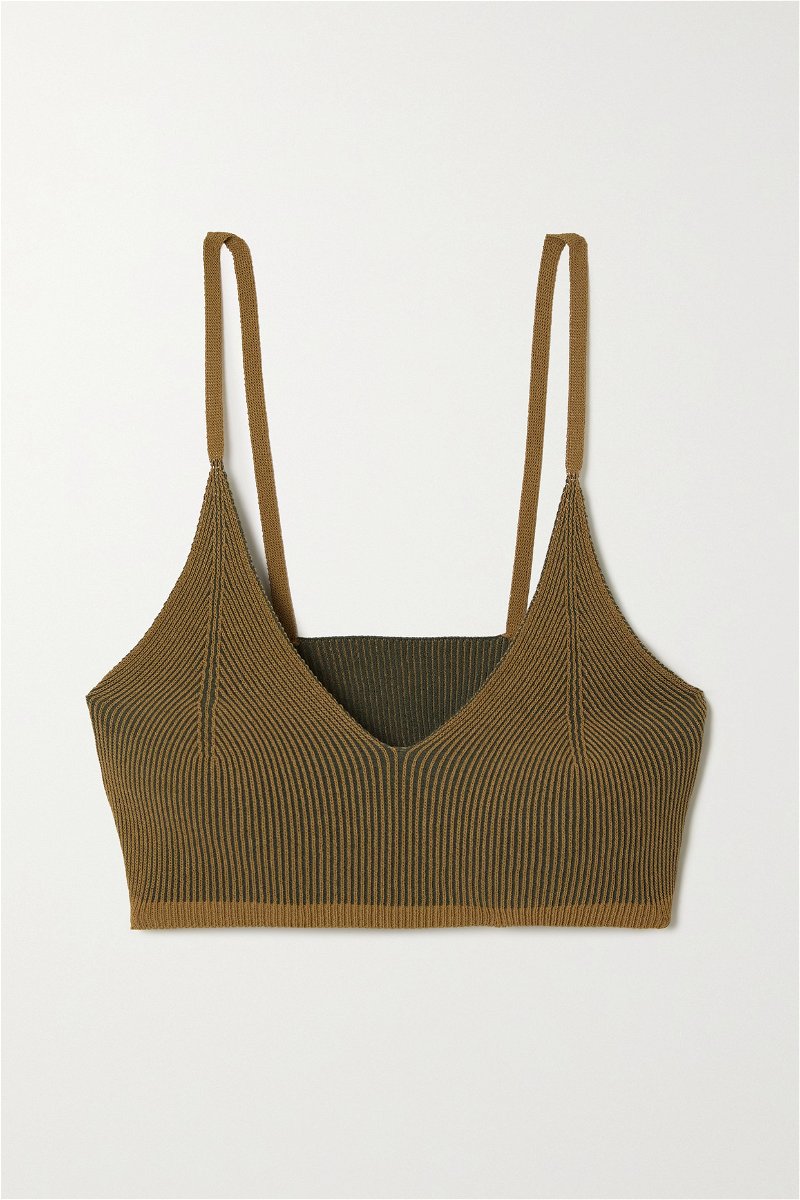 JACQUEMUS Valensole Ribbed-Knit Bralette in Green