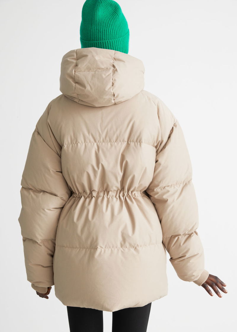 Asos Down Jacket OTHER STORIES Hooded Down Puffer Jacket In Beige