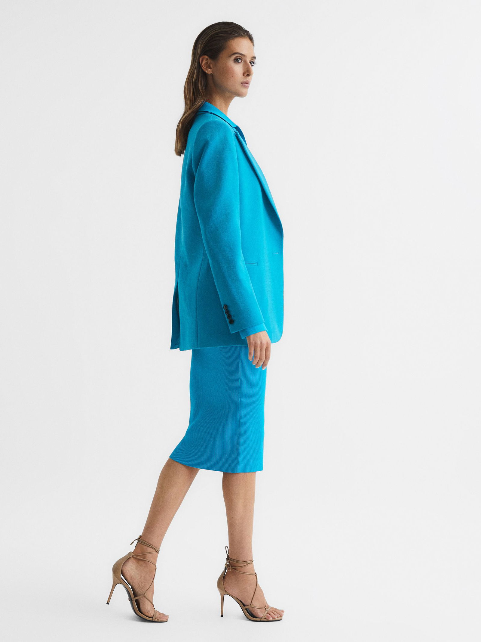 reiss elaina collared knit dress Reiss Elaina Rib-Knitted Midi Dress In Blue - 35% Off