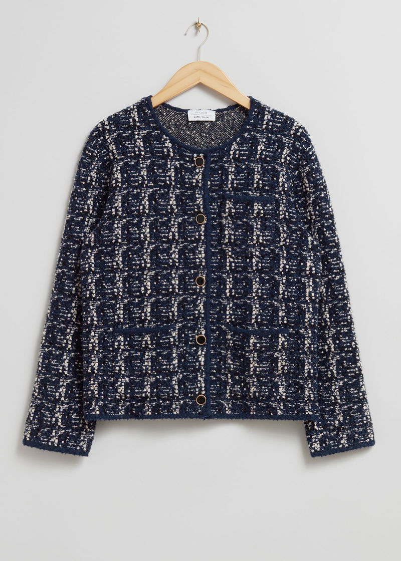 & OTHER STORIES Tweed Jacket in Blue/White Tweed Endource