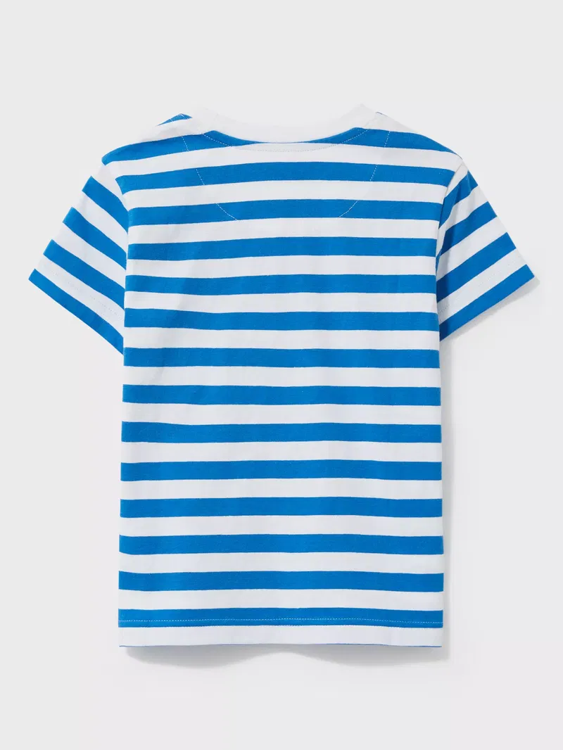 CREW CLOTHING Seagull Stripe T-Shirt in White/Blue | Endource