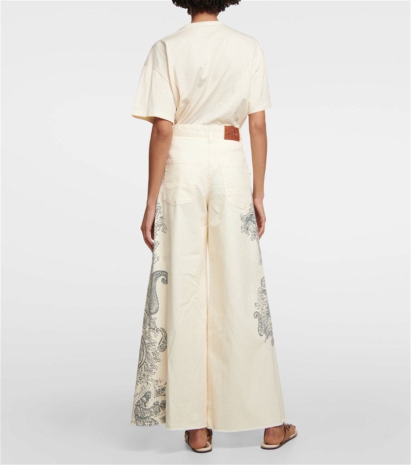 ETRO Paisley High-Rise Wide-Leg Jeans in White