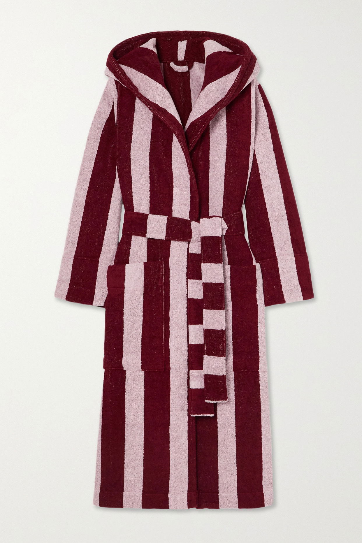 Ted2 Robe TEKLA Hooded Belted Striped Organic Cotton-Terry Robe | endource