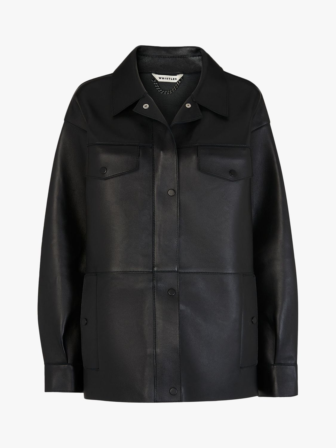 WHISTLES Clean Bonded Leather Jacket in Black Endource
