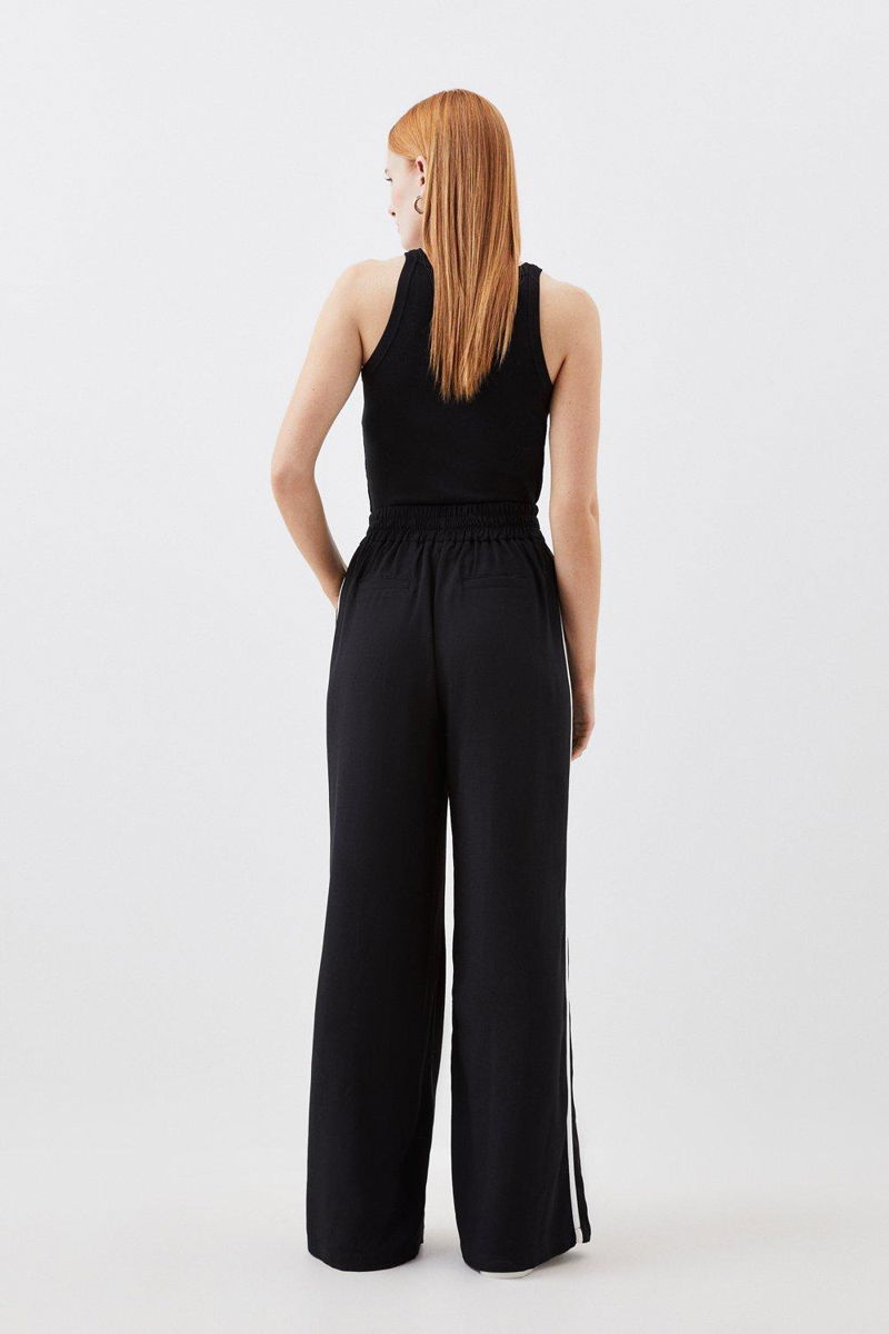 Petite Satin Back Crepe Wide Leg Pants | Karen Millen