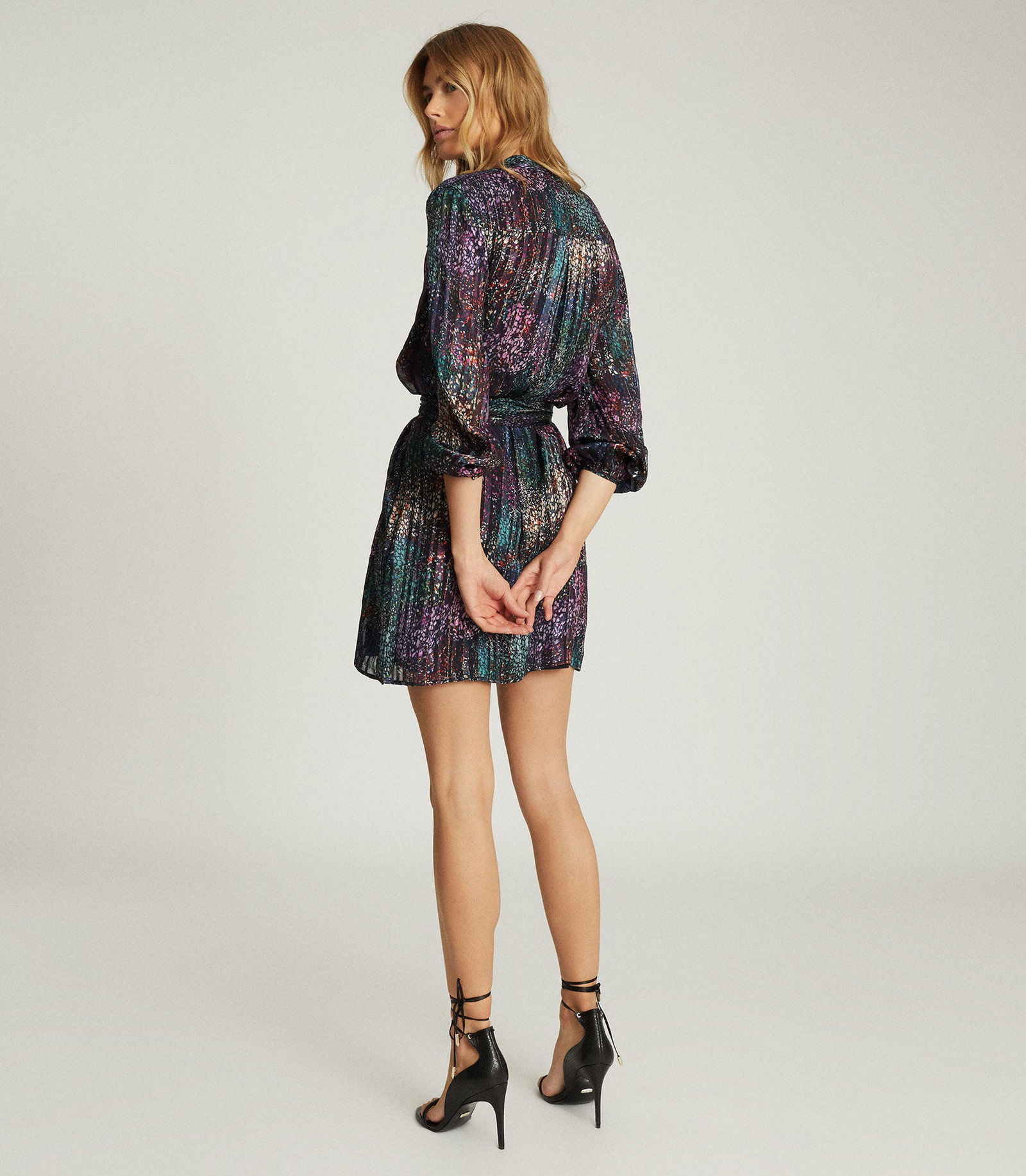 reiss isla metallic dress Reiss Isla metallic high neck mini dress