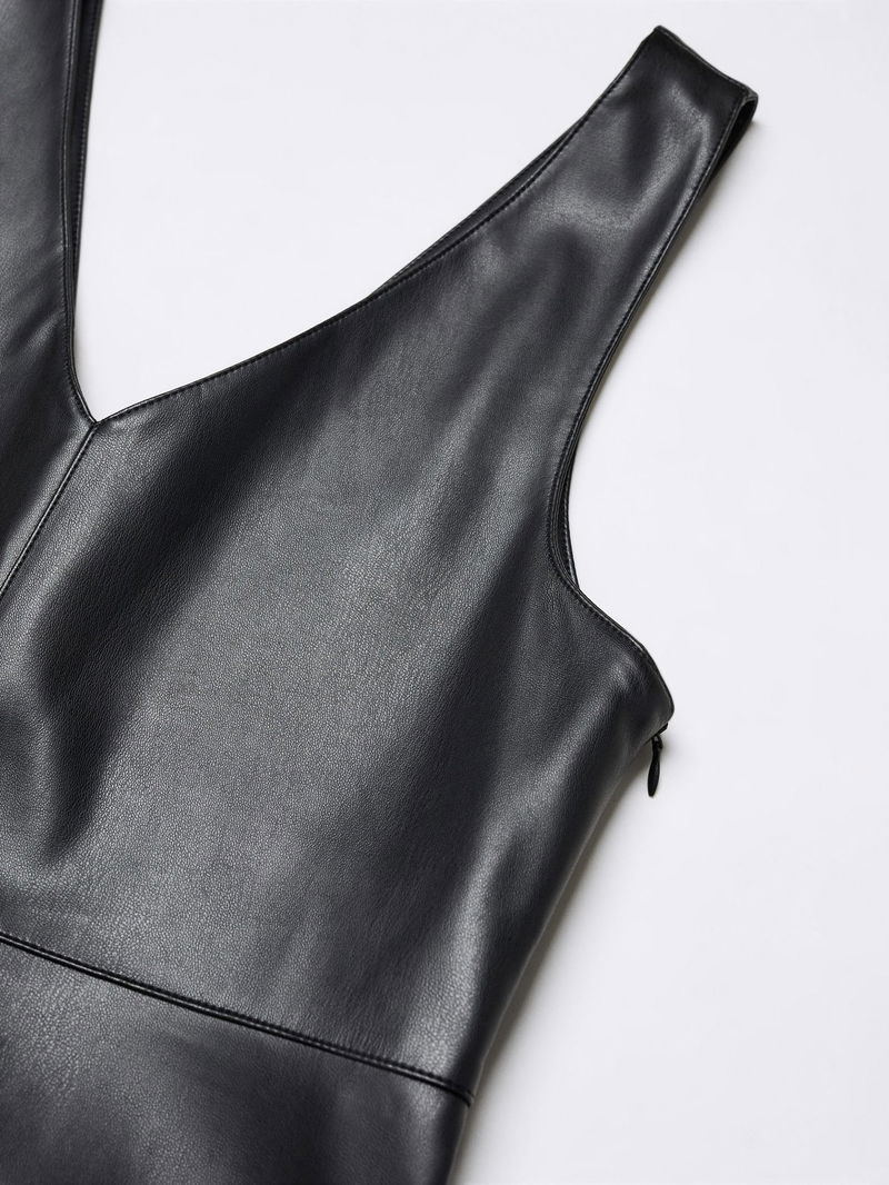 mango leather pinafore dress Faux-leather pinafore dress - Girls