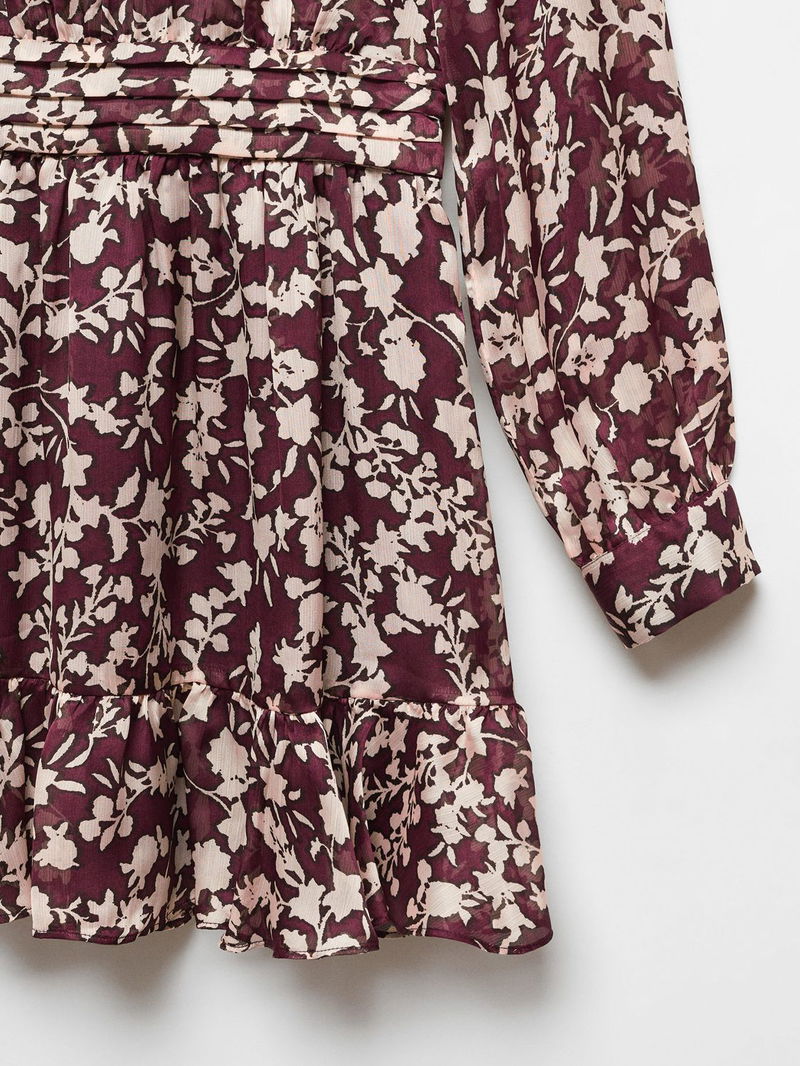 MANGO Berry Flowy Flower Print Dress endource