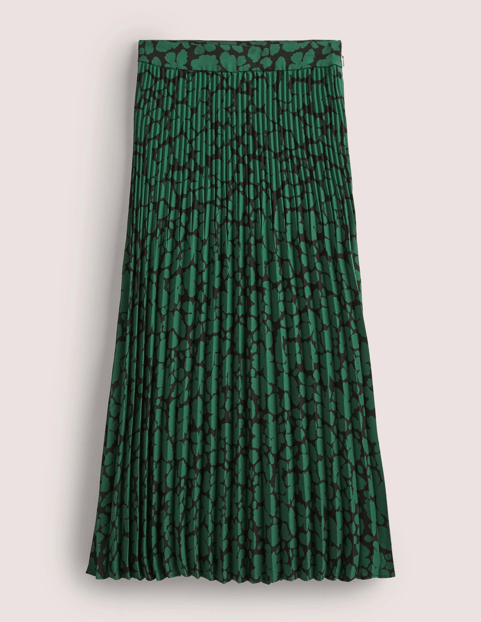 BODEN Pleated Midi Skirt In Hunter Green Abstract Bud Endource boden-pleated-midi-skirt-in-hunter-green-abstract-bud-endource