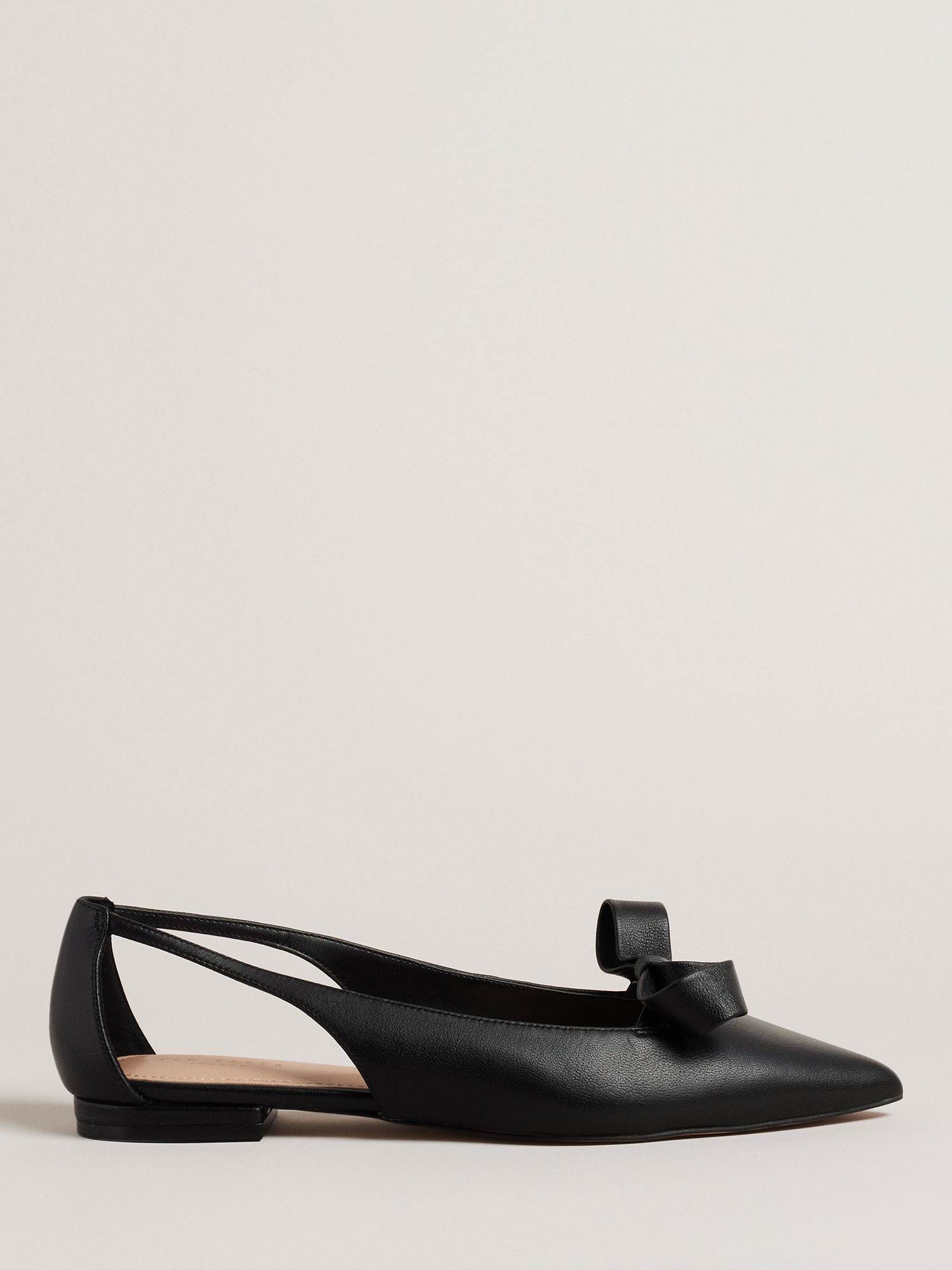 TED BAKER Marlini Bow Cut Out Detail Ballerina Flats in Black | Endource