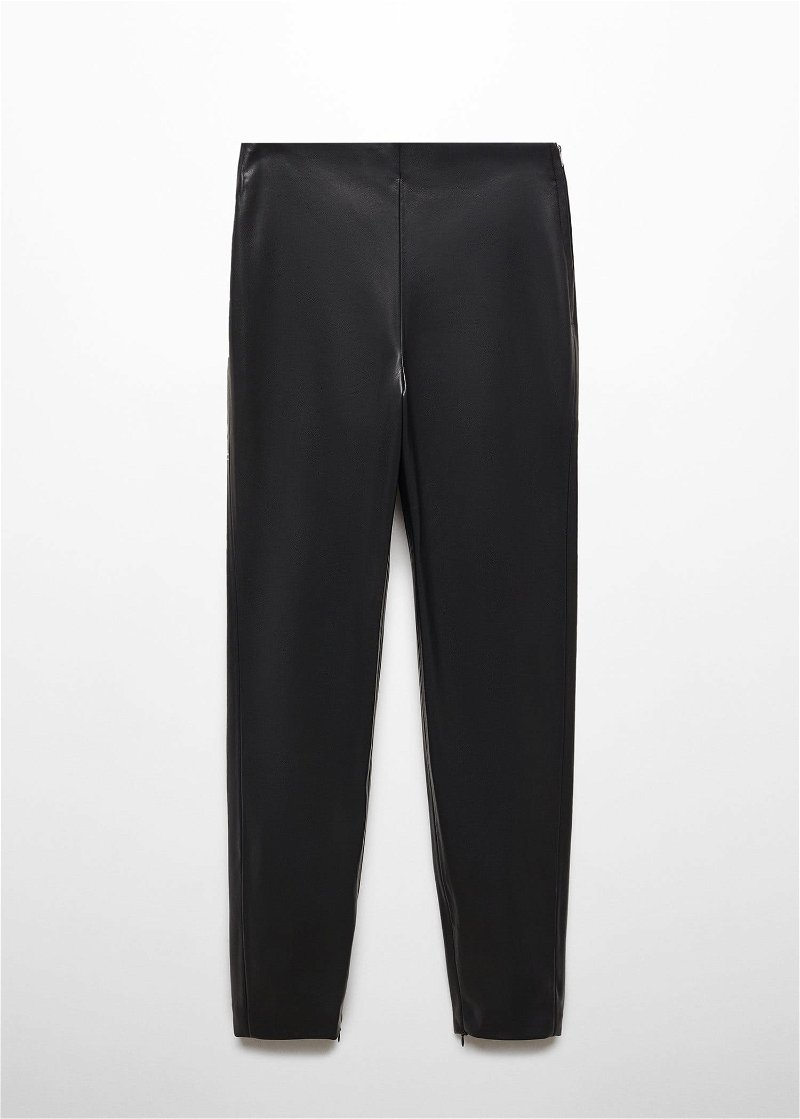 Mango zip detail leggings in black