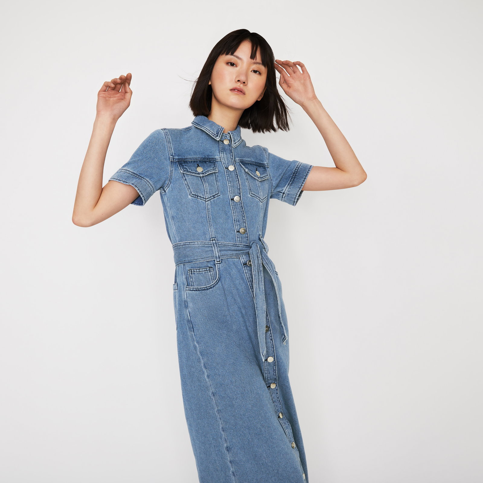 denim shirt dress warehouse Warehouse Women's Denim Shirt Mini Dress