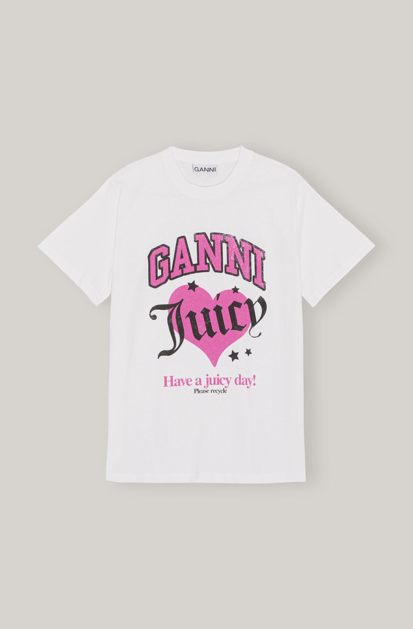 GANNI Please Recycle Tee in Bright White | Endource