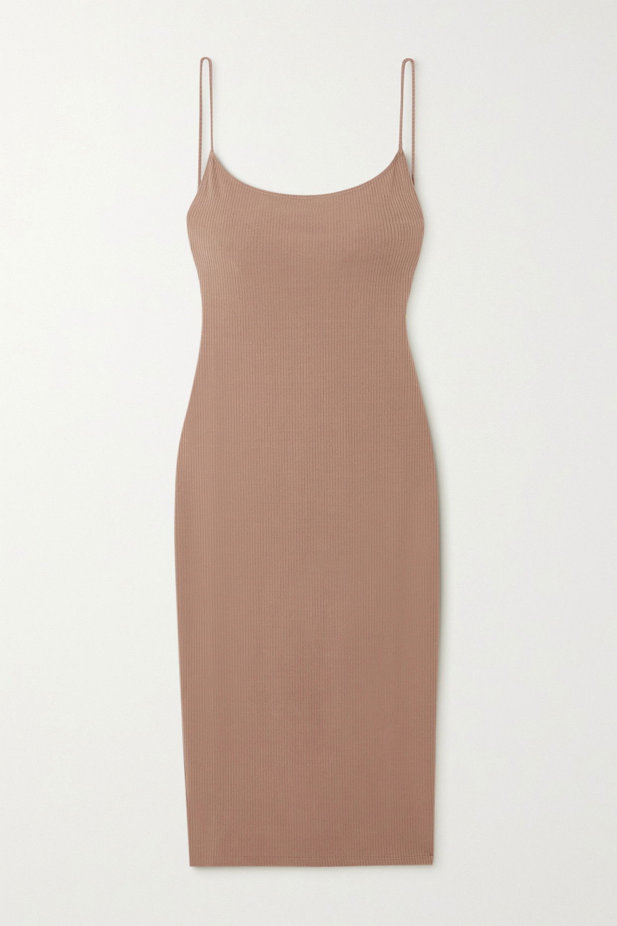 reformation kelsee knit dress Open-Back Ribbed Stretch-TENCEL Lyocell Midi holiday-edit