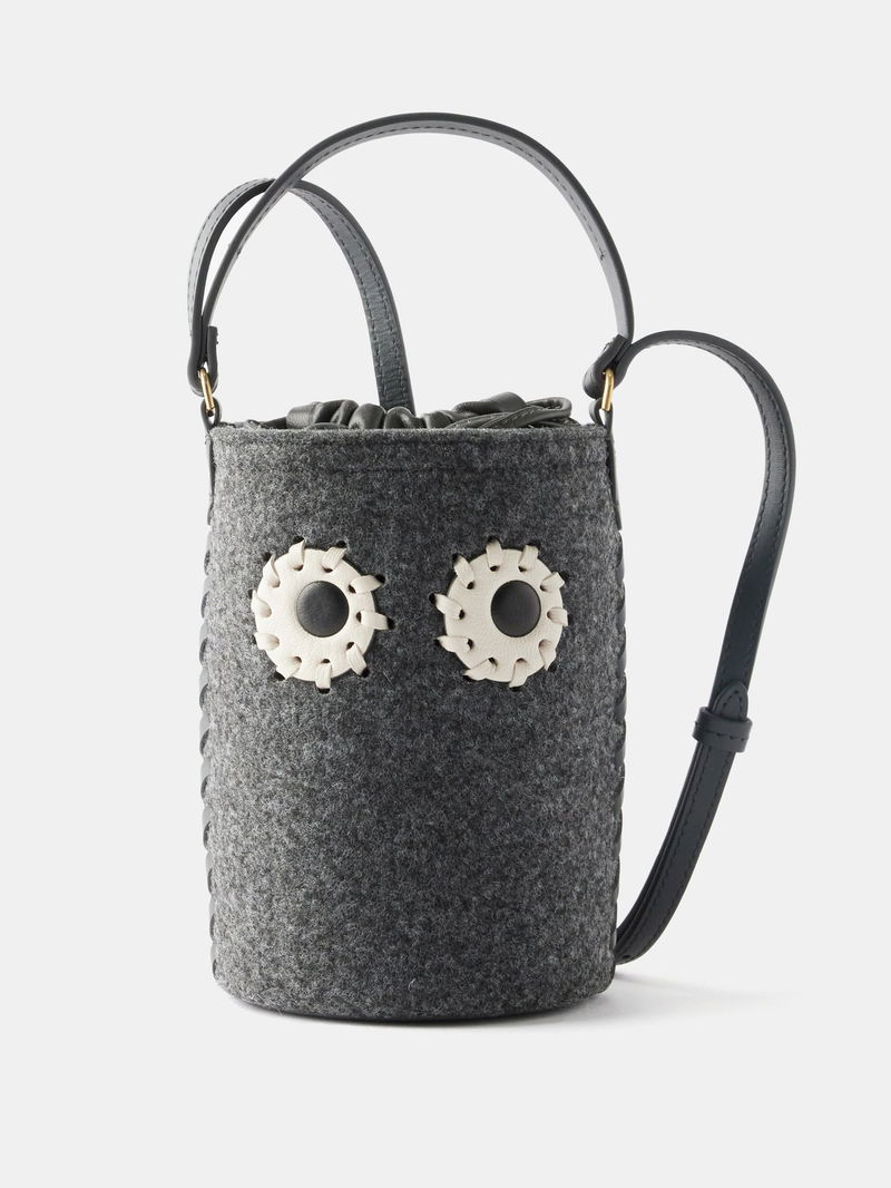 ANYA HINDMARCH Eyes Mini Recycled-Felt Bucket Bag endource
