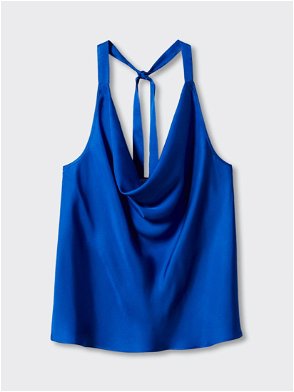 Cami Tank Top with Tie Detail - Blue - Pomelo Fashion