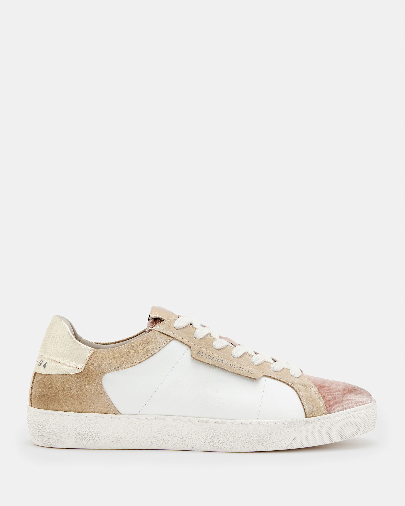 ALLSAINTS Sheer Leather Trainers in CHALK WHITE/PINK | Endource